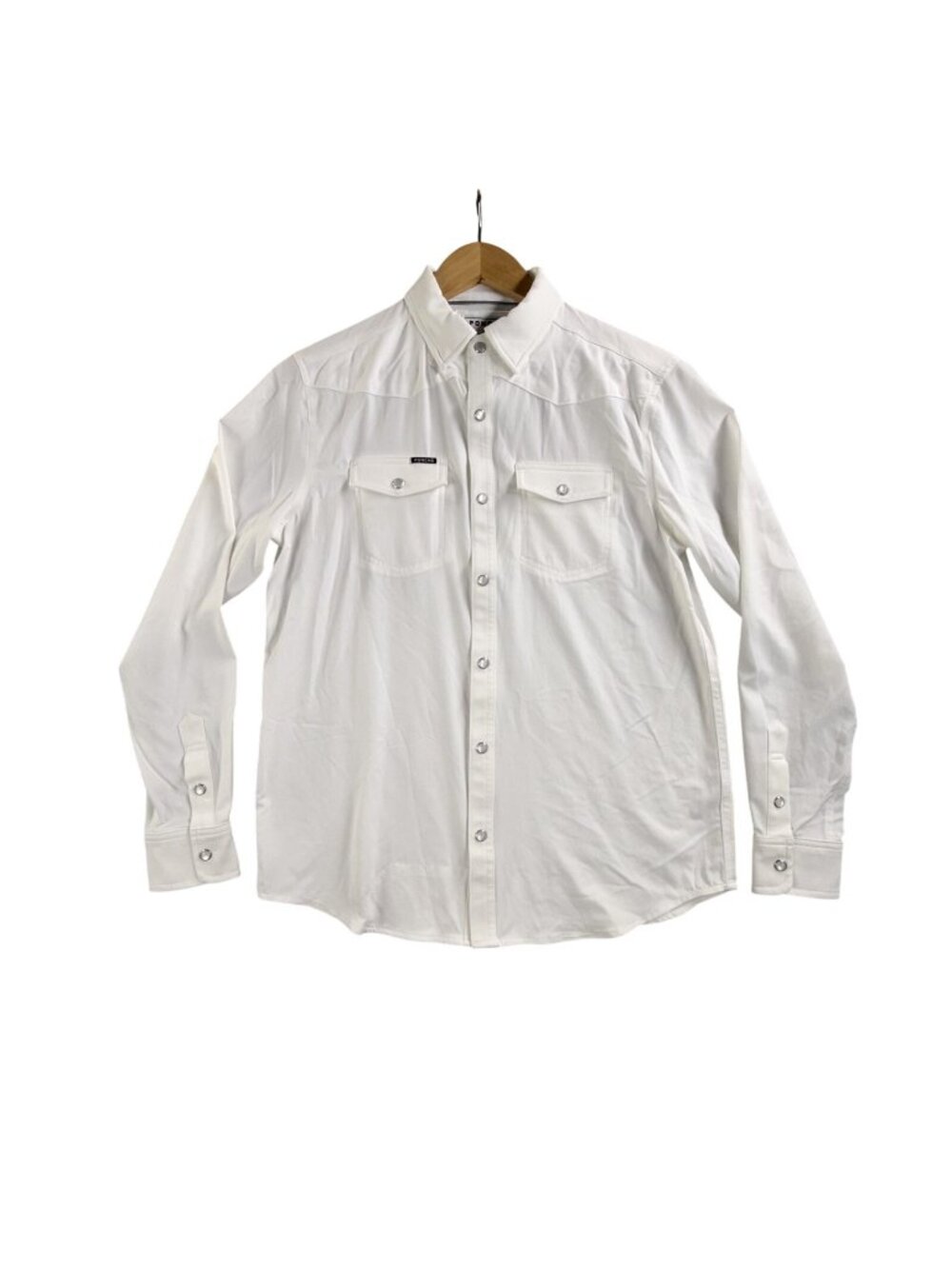 Poncho Shirt Womens XL White Solid Snap Button Up Long Sleeve Western Stretch